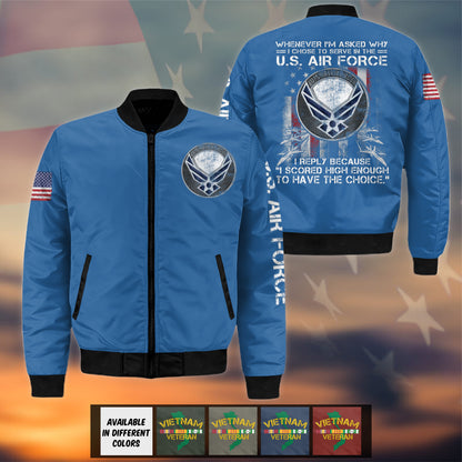 I Chose To Serve In The Air Force Bomber Jacket