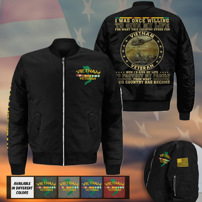 Vietnam Veteran - Protect My Family Bomber Jacket