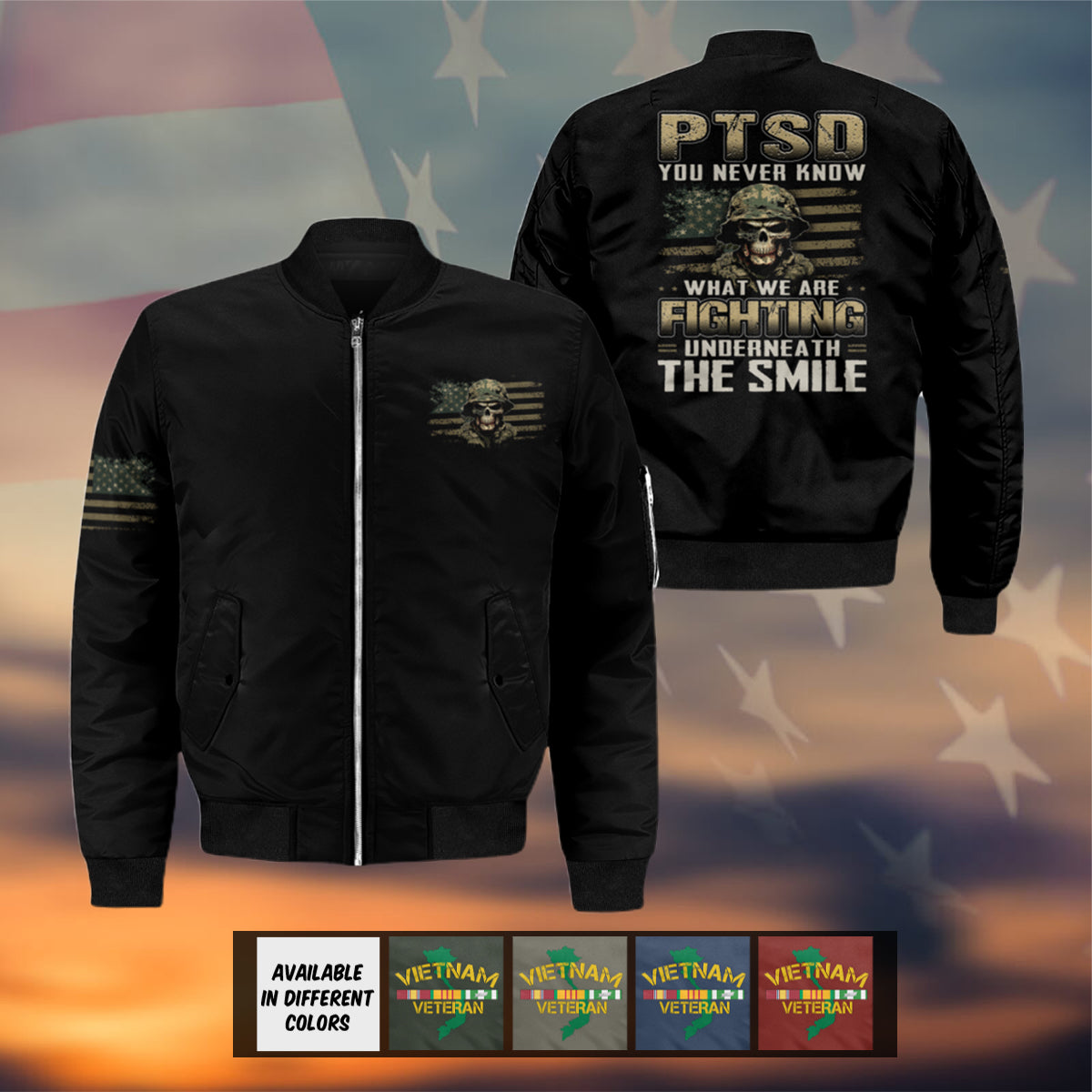 PTSD You Never Know What We Are Fighting Bomber Jacket