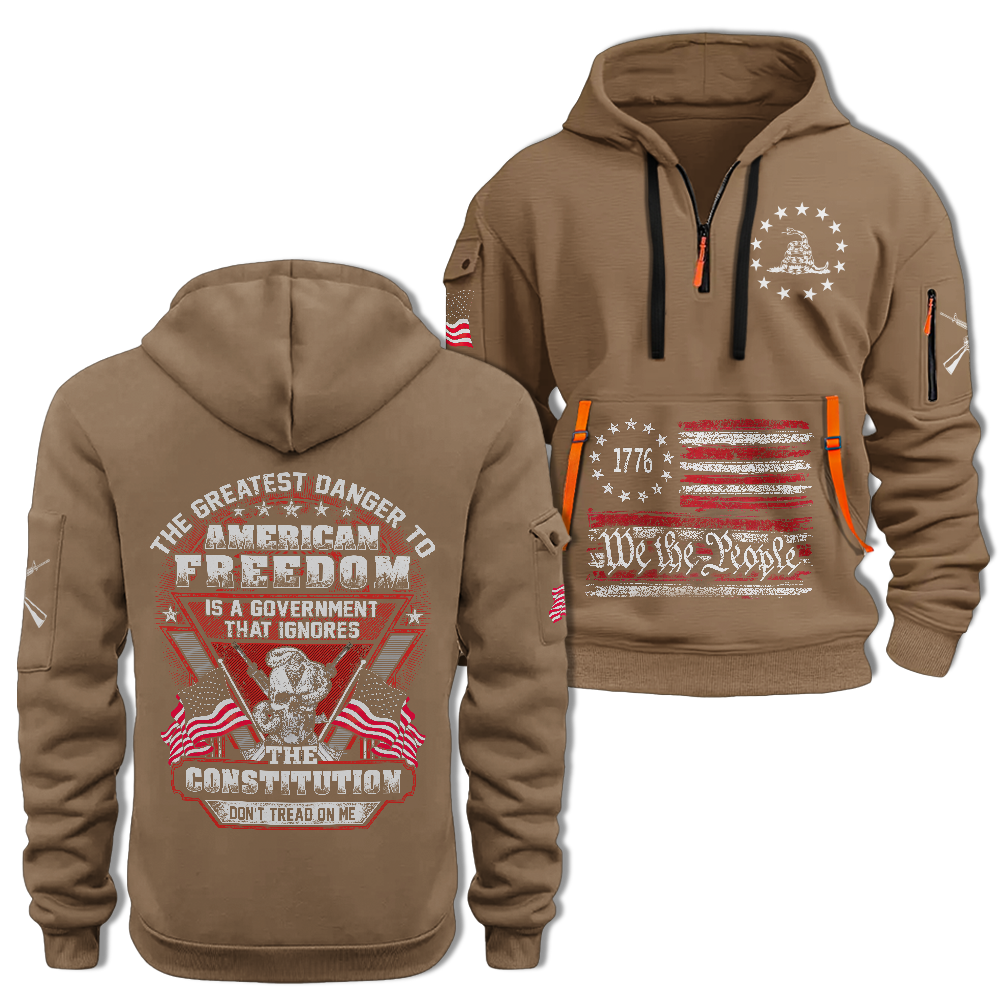 The Greatest Danger To American Freedom Quarter Zip Hoodie