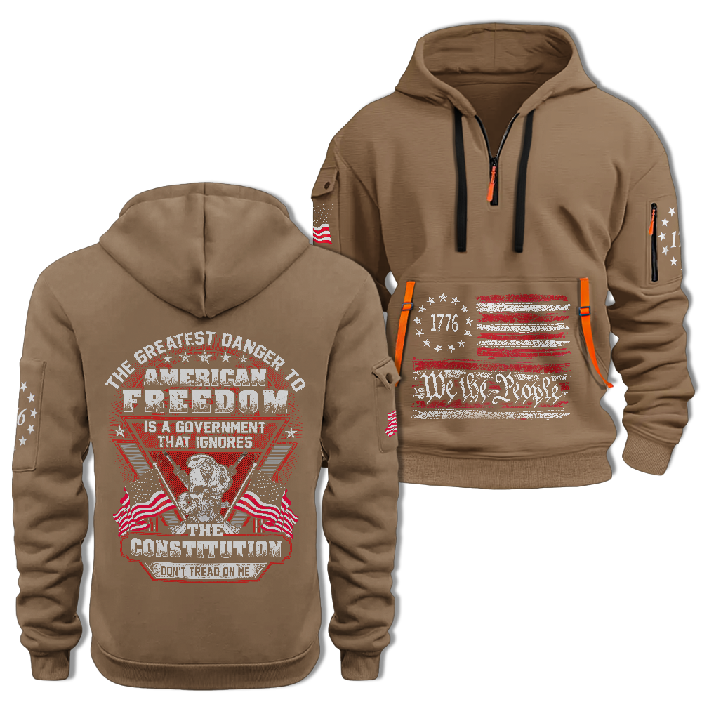 The Greatest Danger To American Freedom Quarter Zip Hoodie