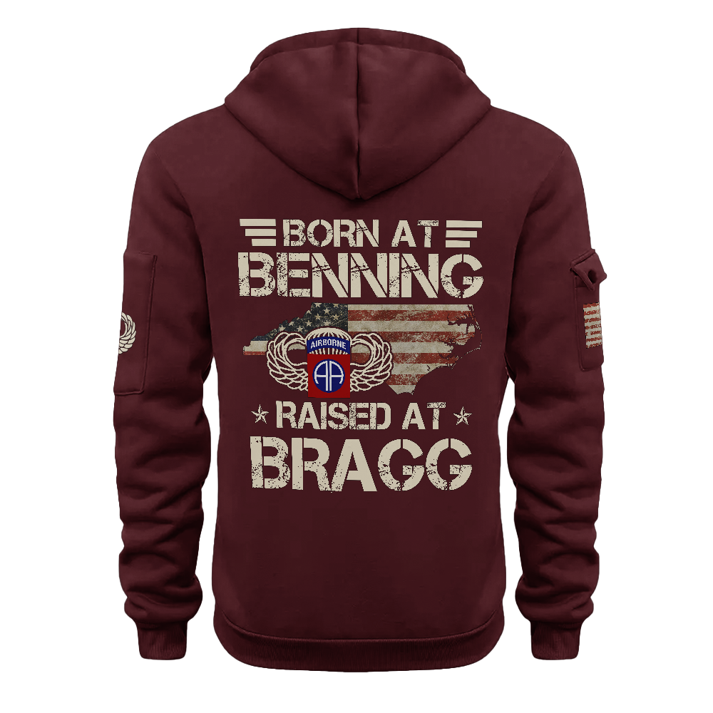 Airborne Born At Benning Raised At Bragg Quarter Zip Hoodie