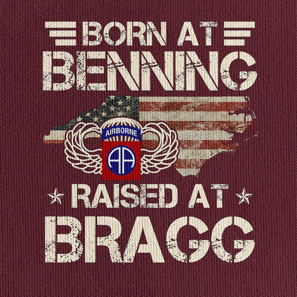 Airborne Born At Benning Raised At Bragg Quarter Zip Hoodie