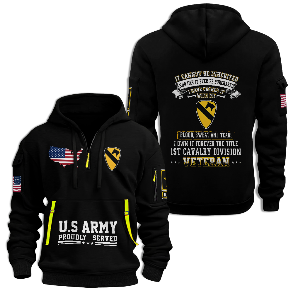 I Own It Forever The Title 1st Calvary Division Veteran Quarter Zip Hoodie