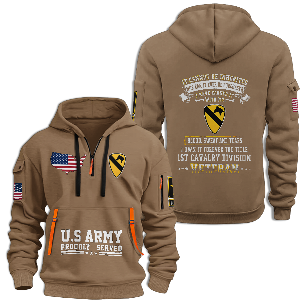 I Own It Forever The Title 1st Calvary Division Veteran Quarter Zip Hoodie