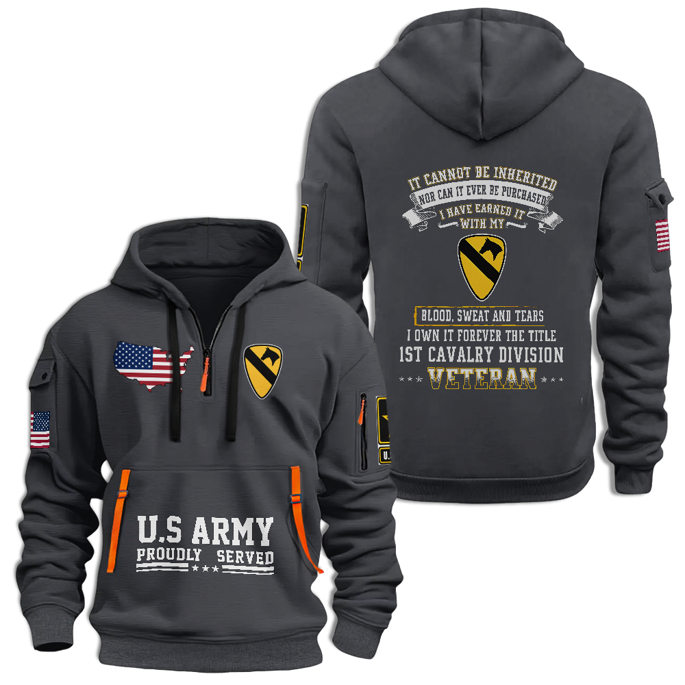 I Own It Forever The Title 1st Calvary Division Veteran Quarter Zip Hoodie