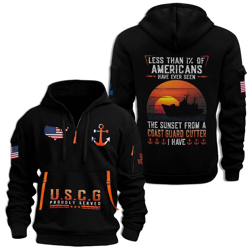 Less Than 1% Coast Guard Cutter Quarter Zip Hoodie