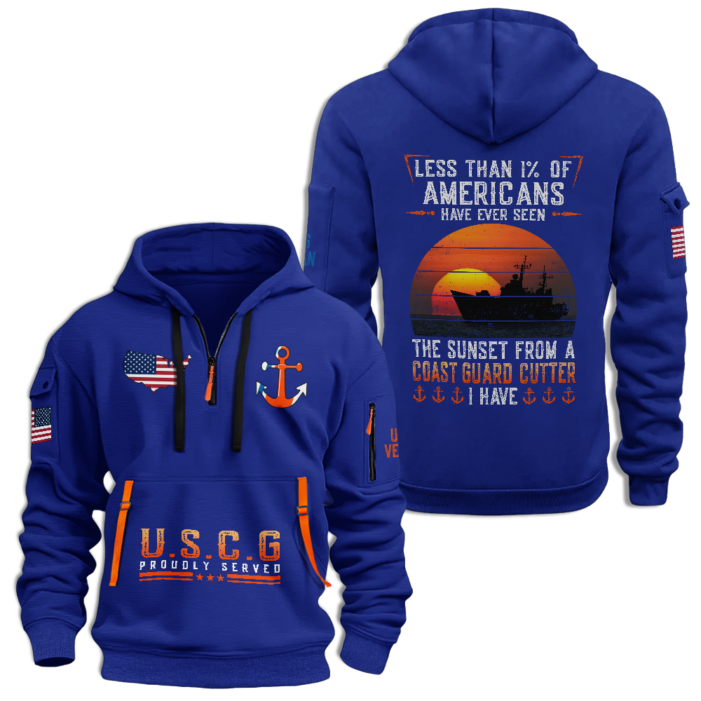 Less Than 1% Coast Guard Cutter Quarter Zip Hoodie