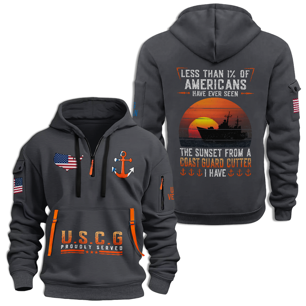 Less Than 1% Coast Guard Cutter Quarter Zip Hoodie