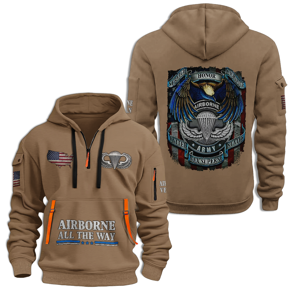 Airborne Honor Service Sacrifice Quarter Zip Hoodie