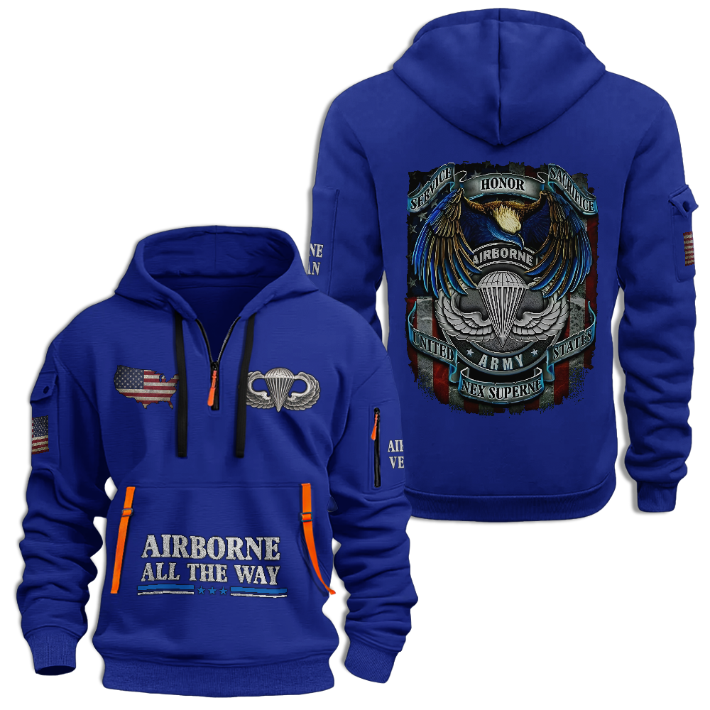 Airborne Honor Service Sacrifice Quarter Zip Hoodie