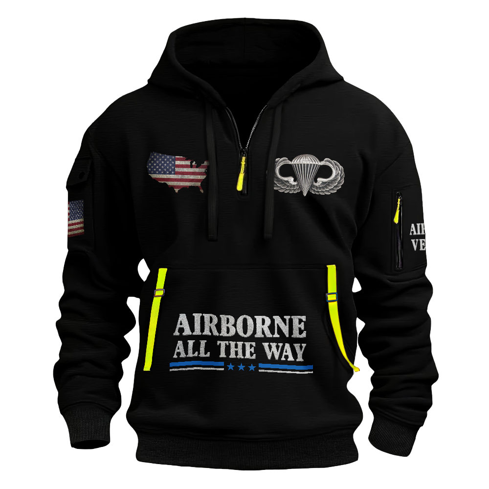 Airborne Honor Service Sacrifice Quarter Zip Hoodie