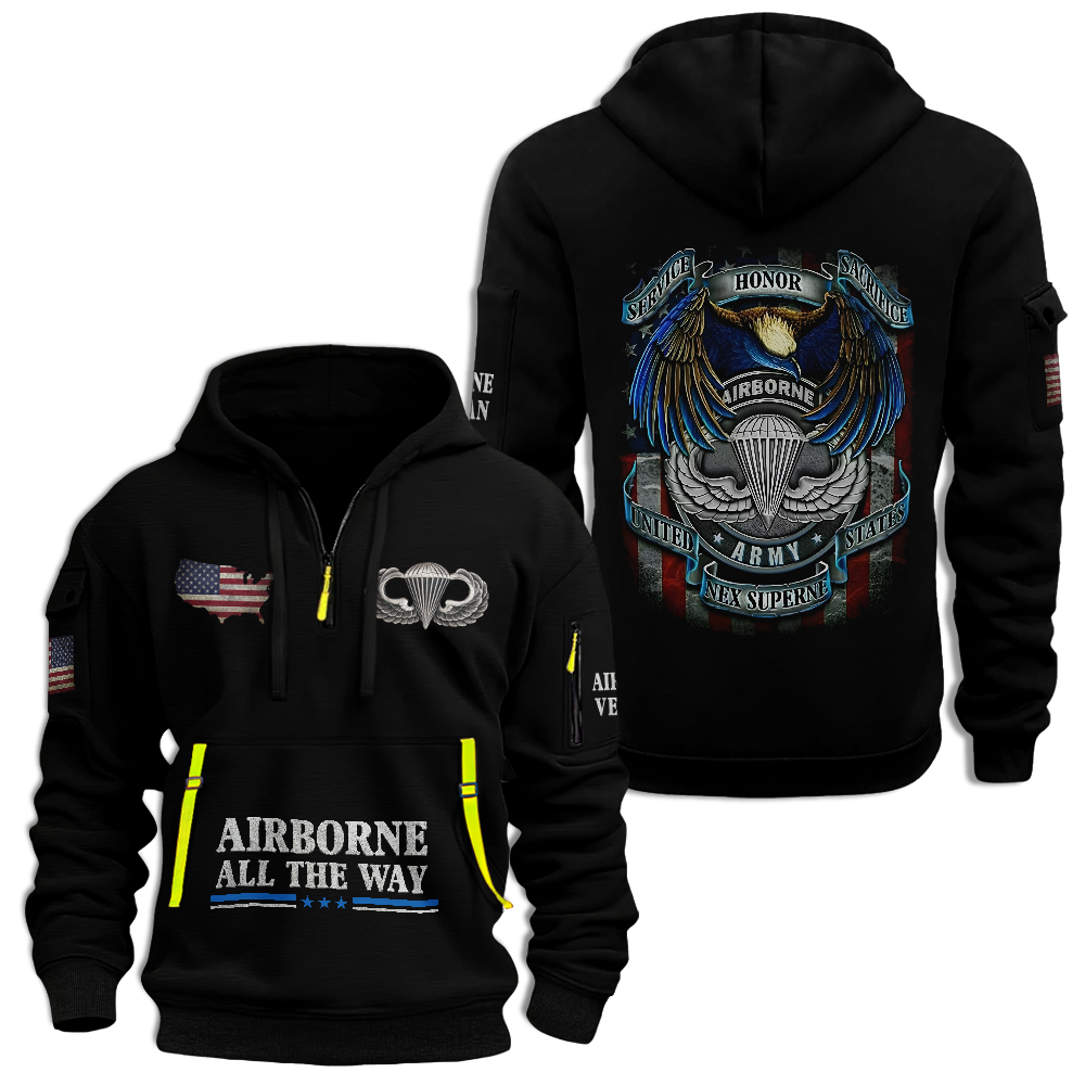 Airborne Honor Service Sacrifice Quarter Zip Hoodie