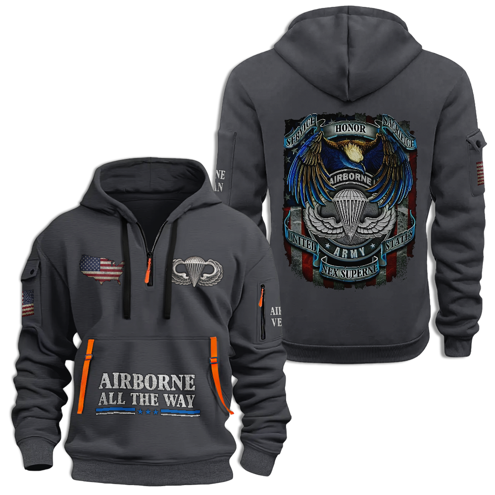 Airborne Honor Service Sacrifice Quarter Zip Hoodie