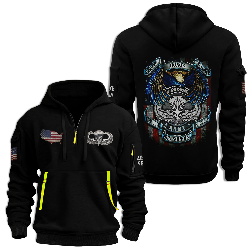 Airborne Honor Service Sacrifice Quarter Zip Hoodie