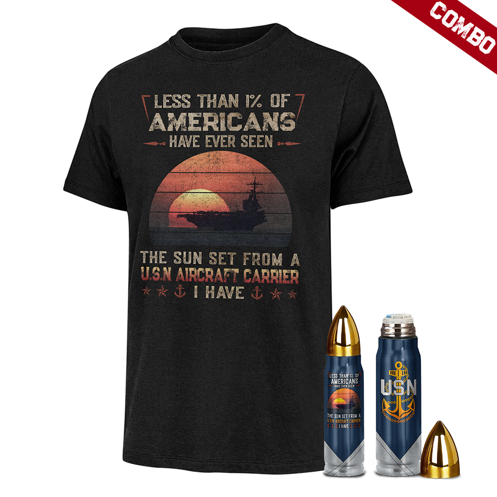 Less Than 1% Aircraft Carrier Bullet Tumber & T-Shirt Combo