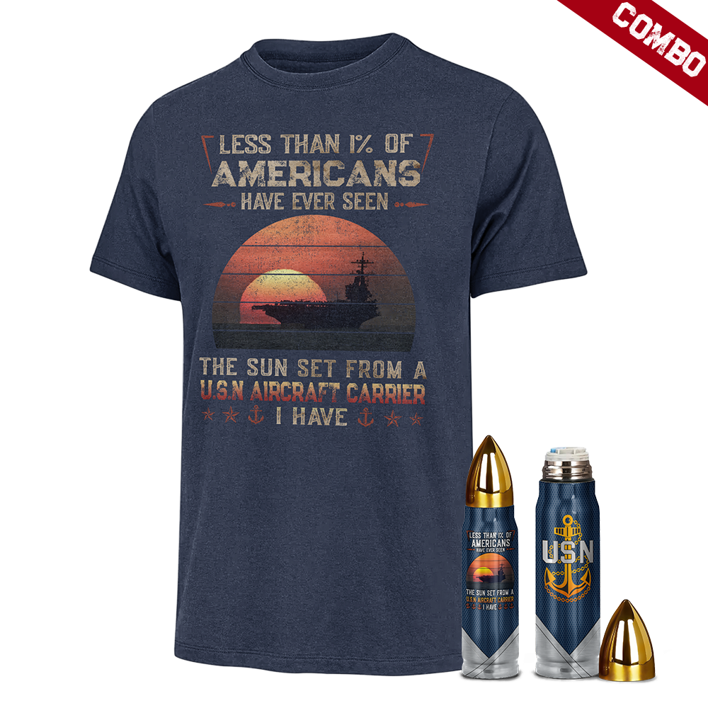 Less Than 1% Aircraft Carrier Bullet Tumber & T-Shirt Combo