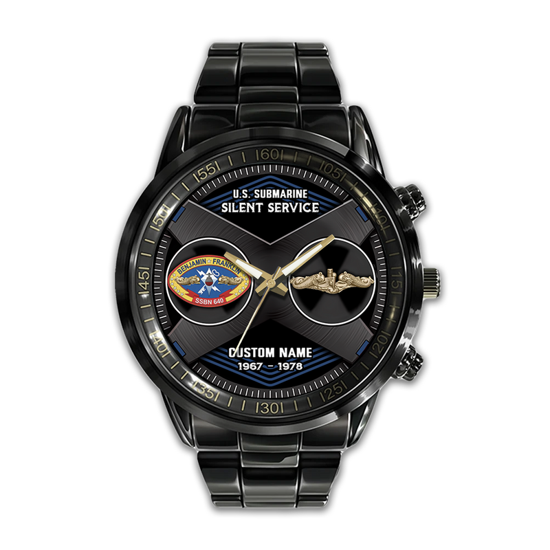 Personalizable Navy Submarine Stainless Steel Watch