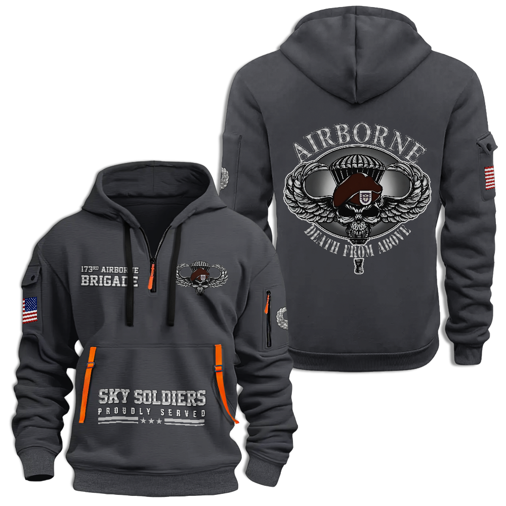 Airborne Sky Soldiers Death From Above Quarter Zip Hoodie