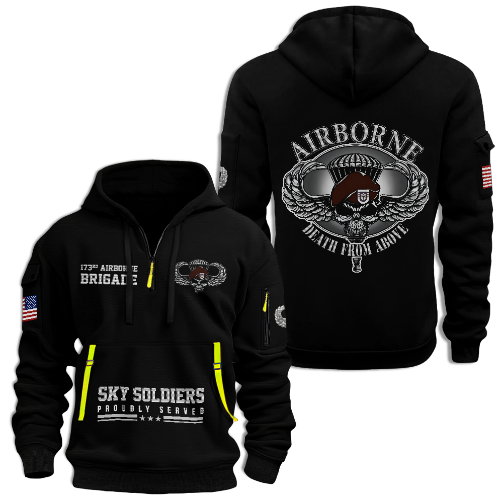 Airborne Sky Soldiers Death From Above Quarter Zip Hoodie