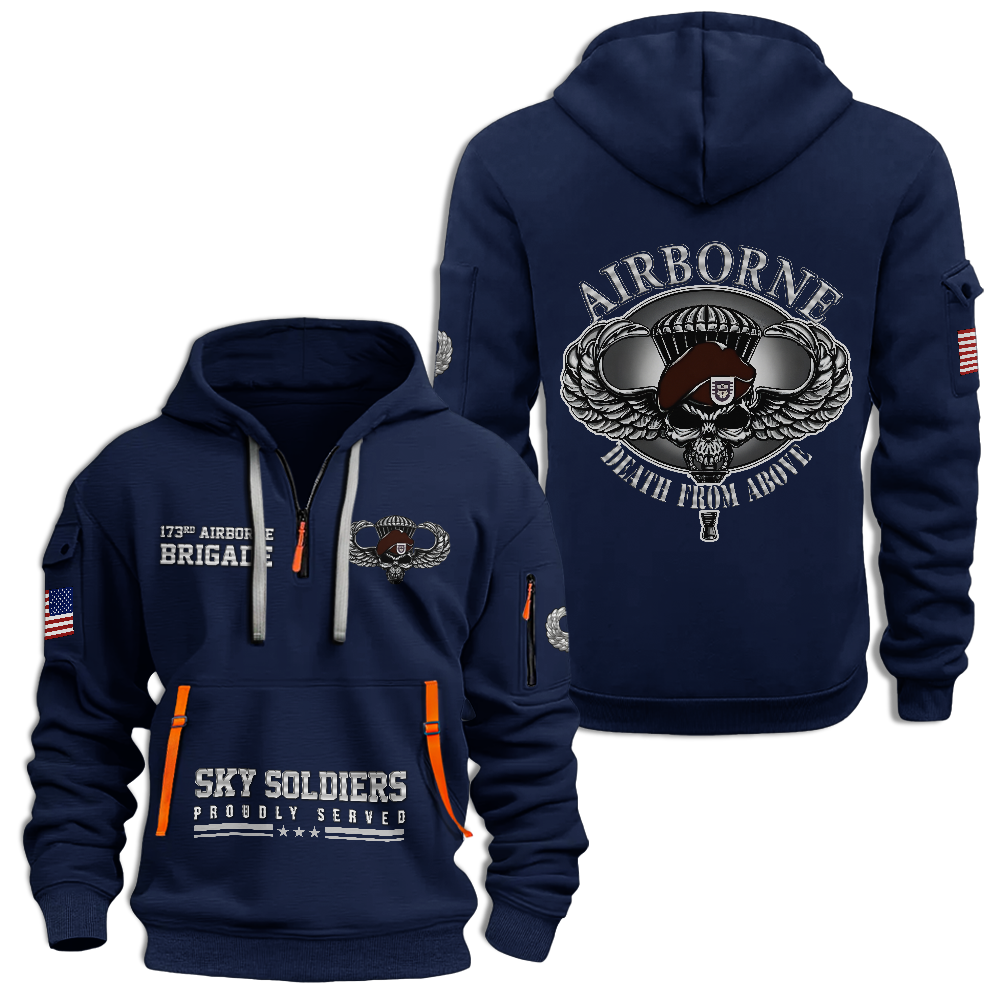 Airborne Sky Soldiers Death From Above Quarter Zip Hoodie