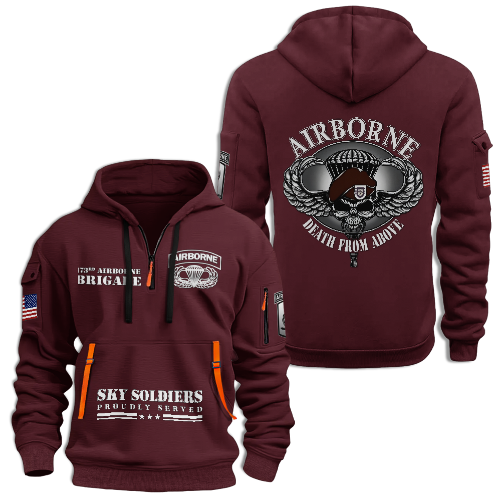 Airborne Sky Soldiers Death From Above Quarter Zip Hoodie