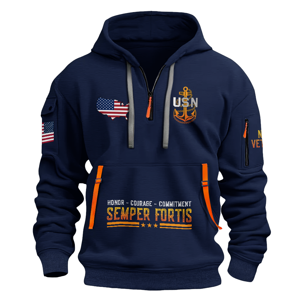 Less Than 1% Aircraft Carrier Customizable Quarter Zip Hoodie