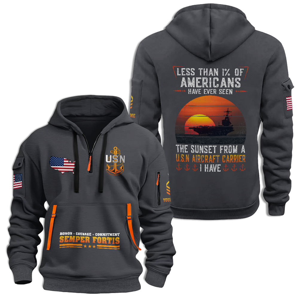 Less Than 1% Aircraft Carrier Customizable Quarter Zip Hoodie