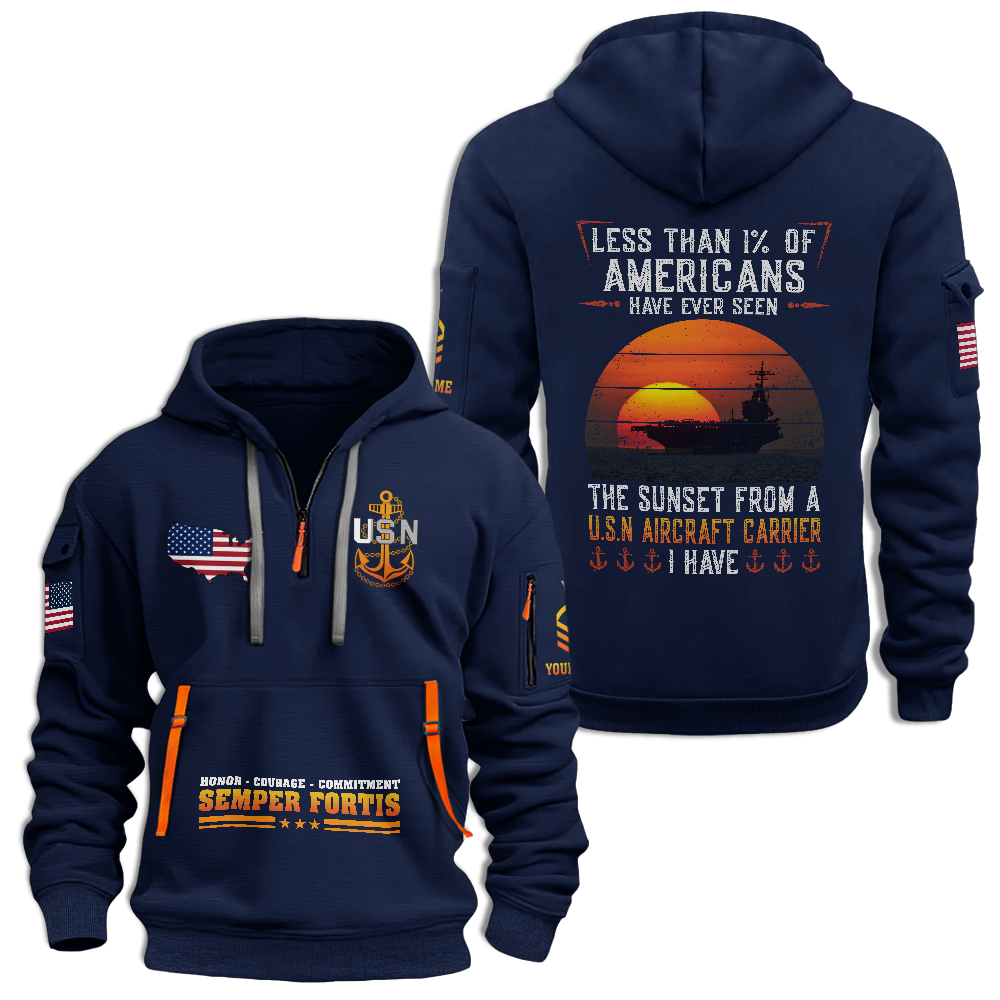 Less Than 1% Aircraft Carrier Customizable Quarter Zip Hoodie