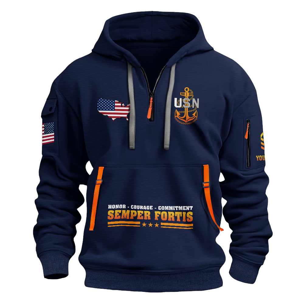 Less Than 1% Aircraft Carrier Customizable Quarter Zip Hoodie