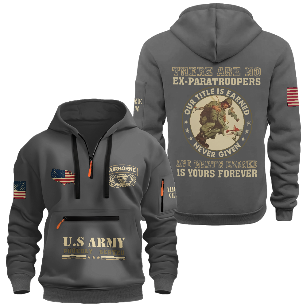 There's No Ex-Paratroopers Zipper Pouch Quarter-Zip Hoodie