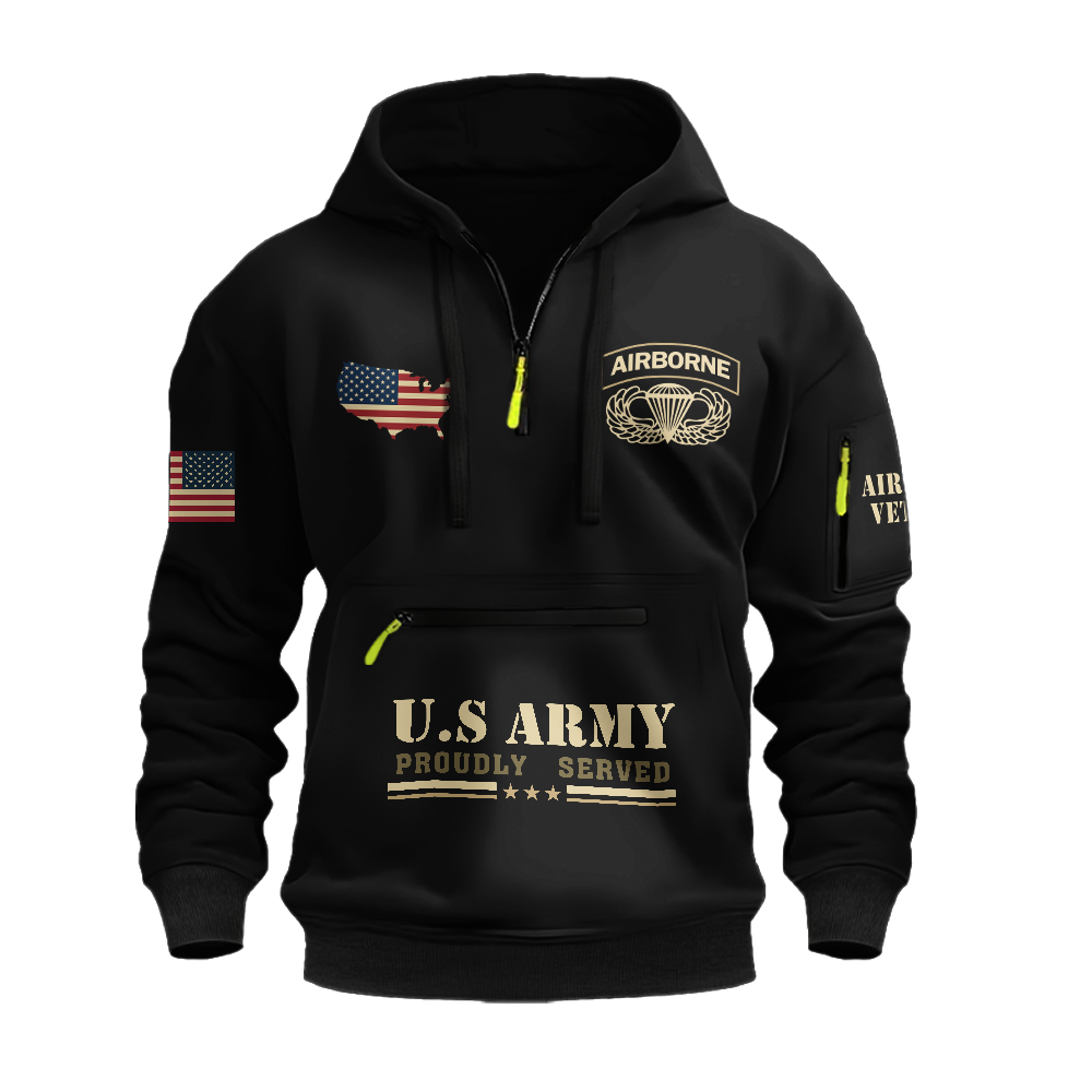 There's No Ex-Paratroopers Zipper Pouch Quarter-Zip Hoodie