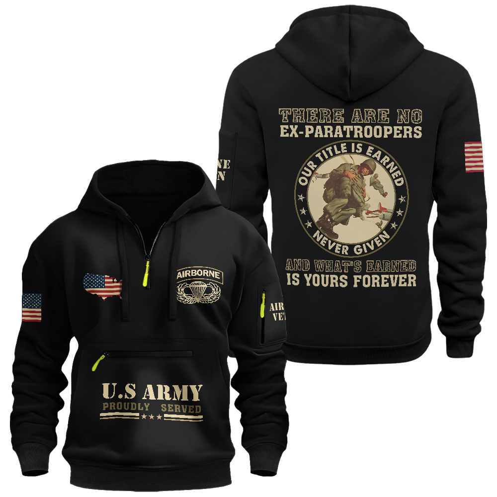 There's No Ex-Paratroopers Zipper Pouch Quarter-Zip Hoodie