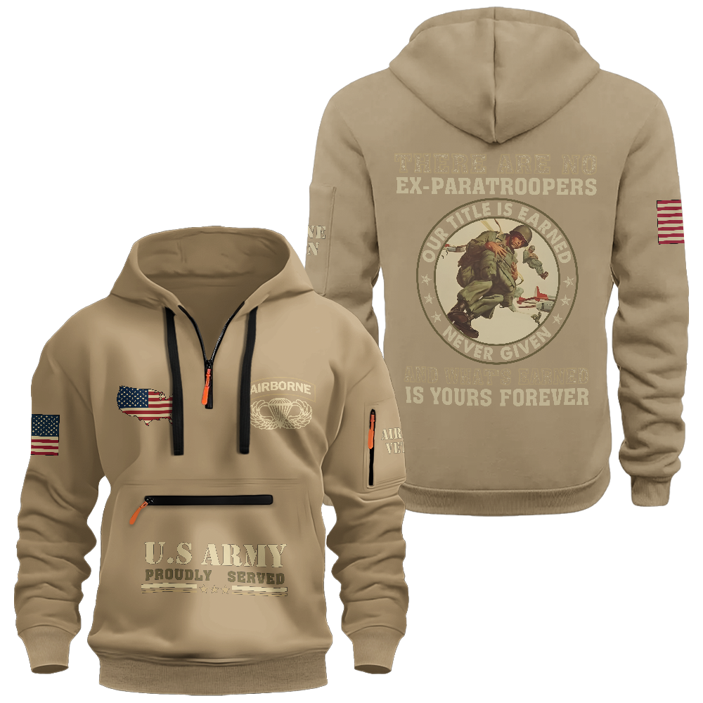 There's No Ex-Paratroopers Zipper Pouch Quarter-Zip Hoodie