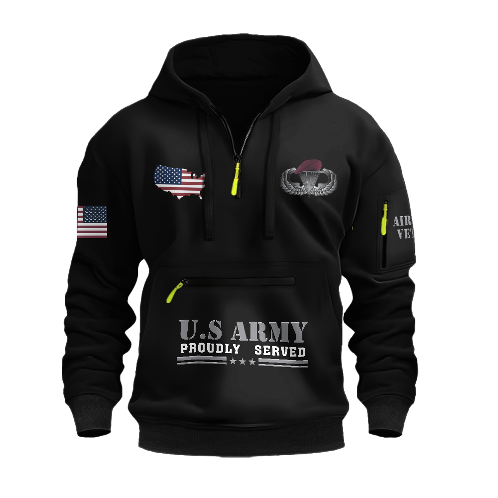 Army Paratrooper I'm The .001% Zipper Pouch Quarter-Zip Hoodie