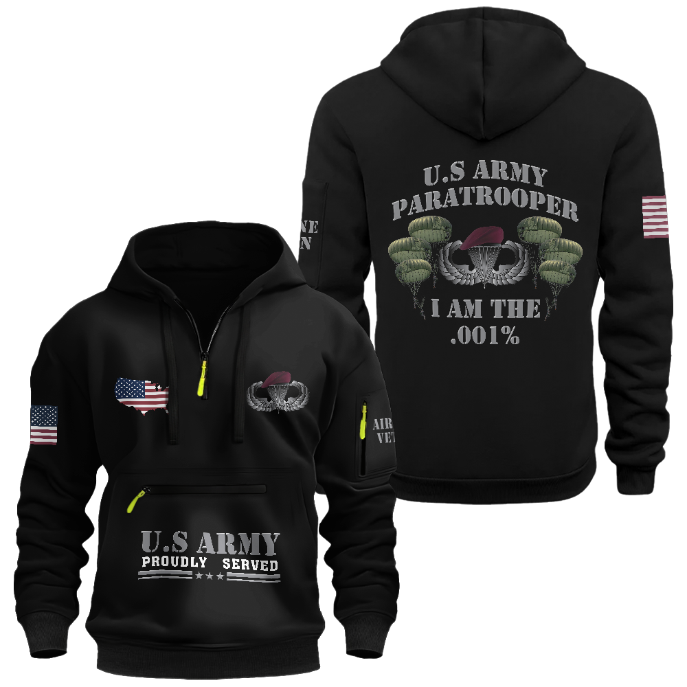 Army Paratrooper I'm The .001% Zipper Pouch Quarter-Zip Hoodie