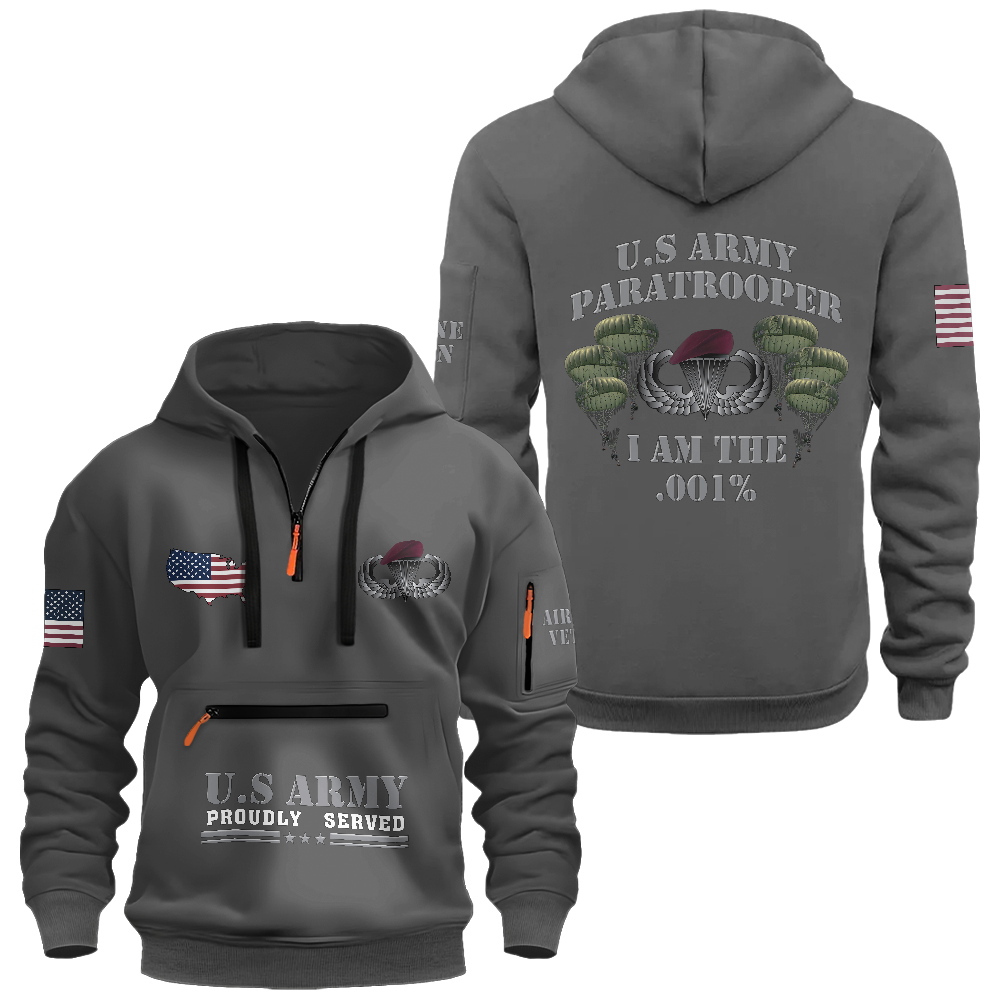 Army Paratrooper I'm The .001% Zipper Pouch Quarter-Zip Hoodie