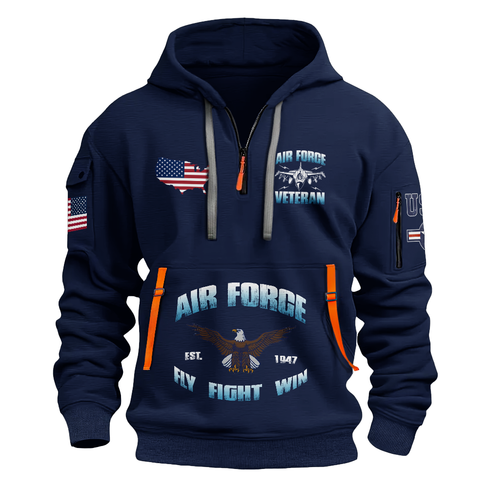 I Am A Grumpy Air Force Veteran Quarter Zip Hoodie