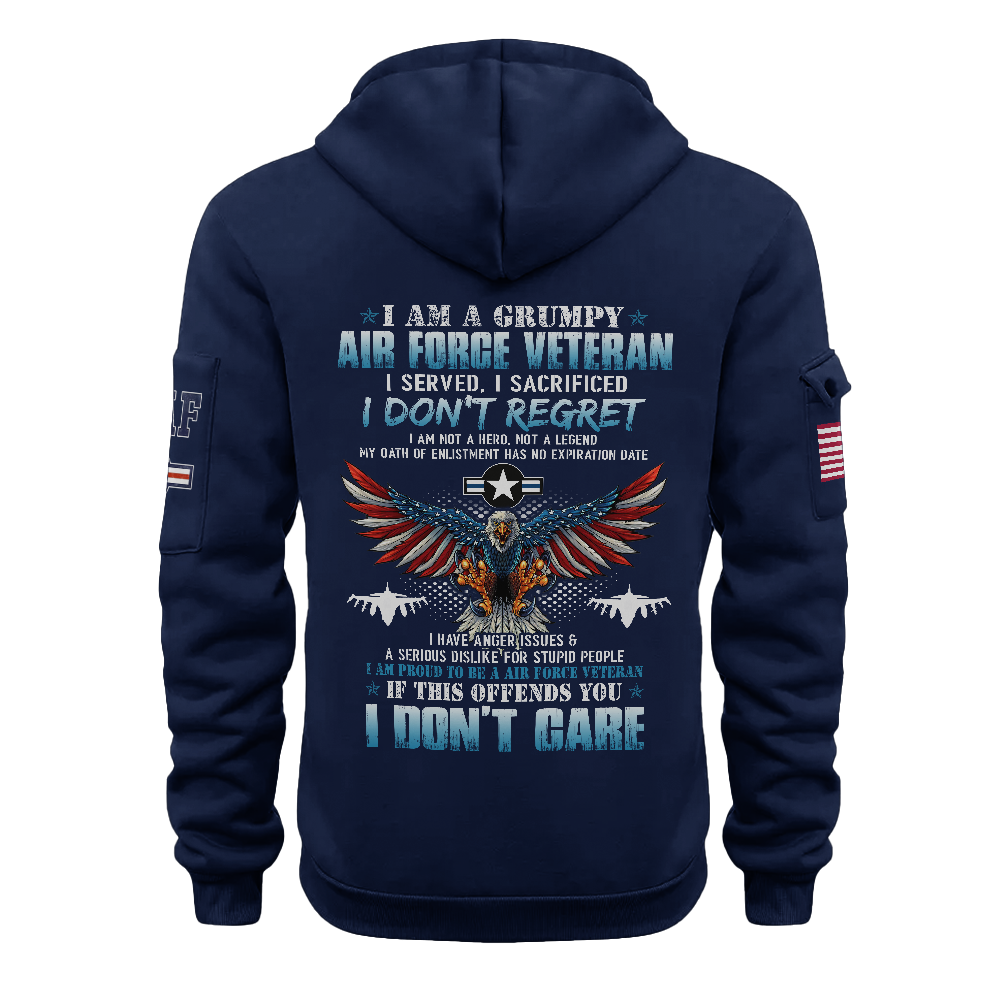 I Am A Grumpy Air Force Veteran Quarter Zip Hoodie