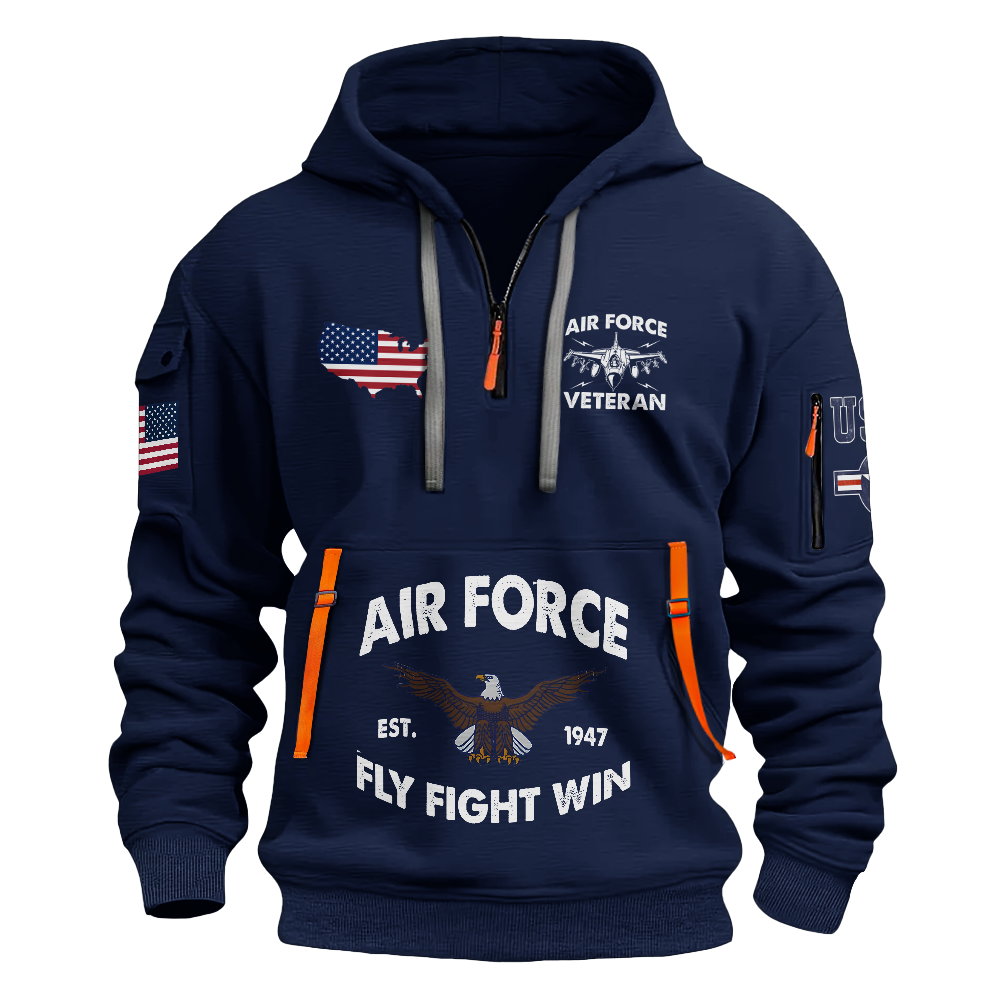 Being An Air Force Veteran Never Ends Quarter Zip Hoodie