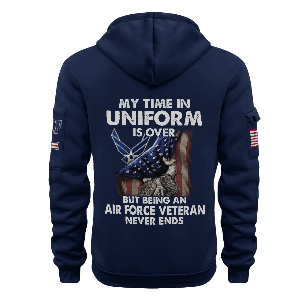 Being An Air Force Veteran Never Ends Quarter Zip Hoodie