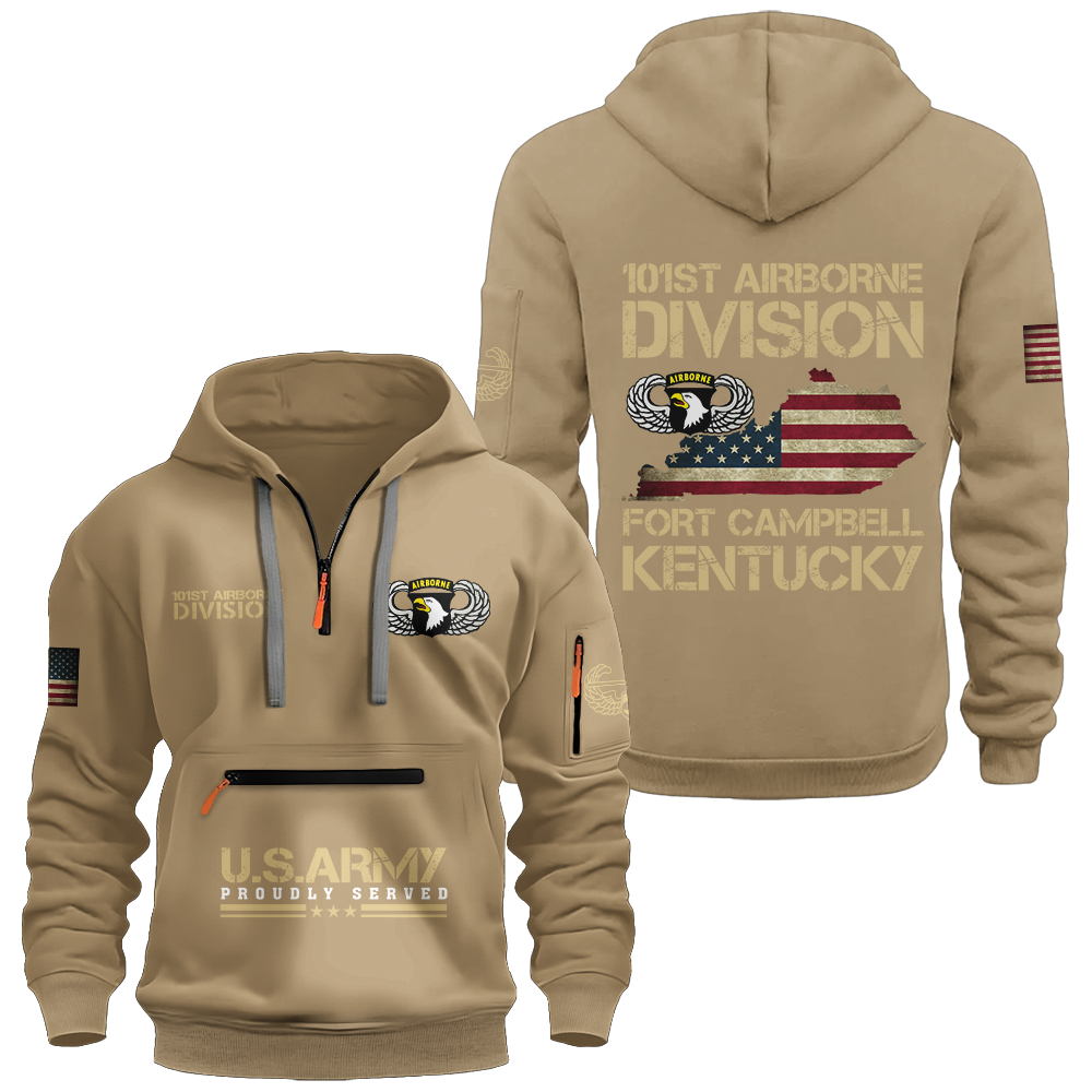 Fort Campell Kentucky Zipper Pouch Quarter Zip Hoodie