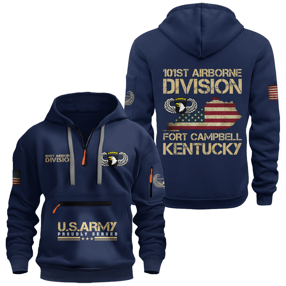 Fort Campell Kentucky Zipper Pouch Quarter Zip Hoodie