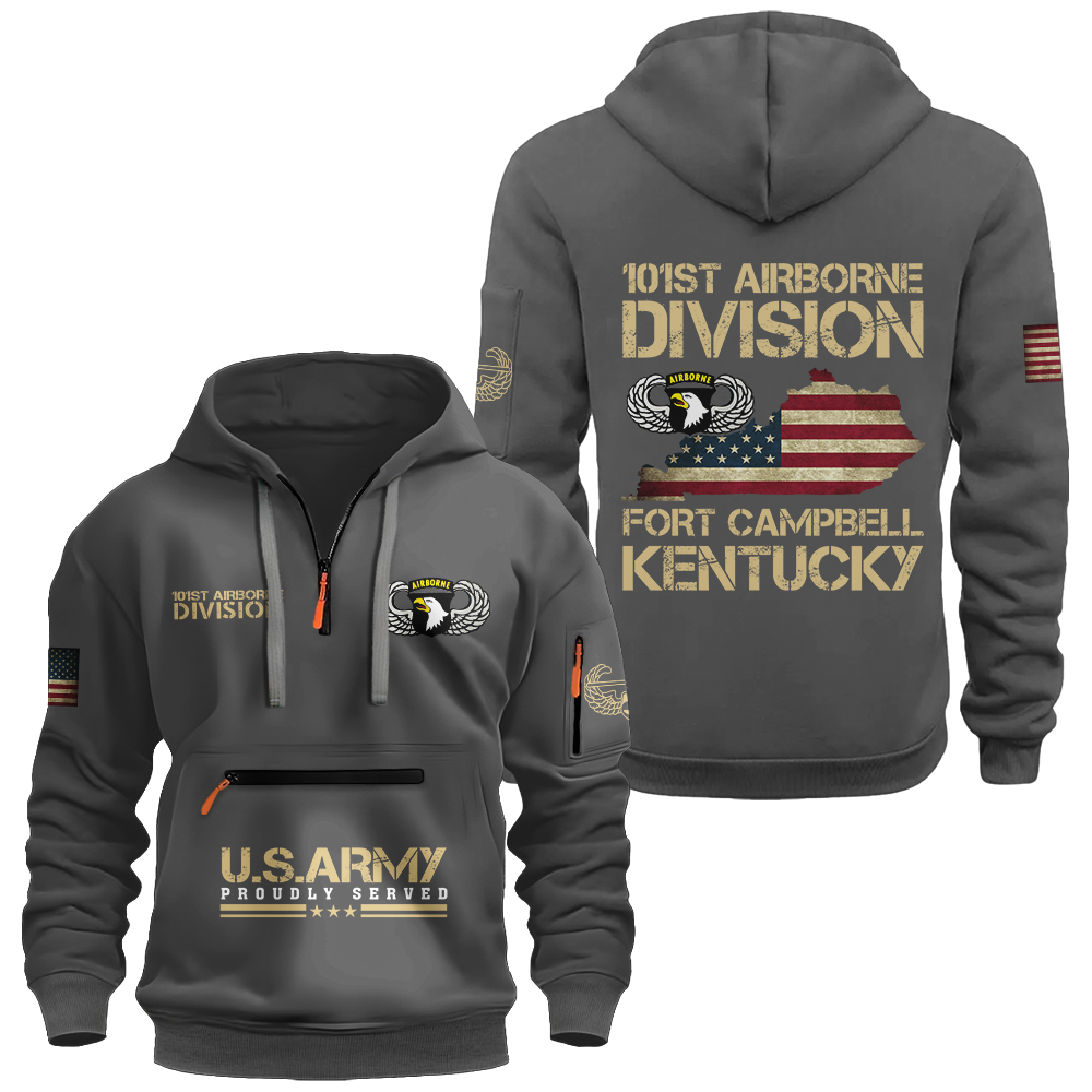 Fort Campell Kentucky Zipper Pouch Quarter Zip Hoodie