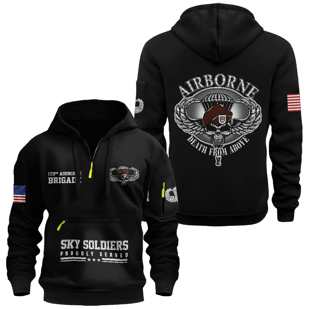 Airborne Death From Above Zipper Pouch Quarter-Zip Hoodie