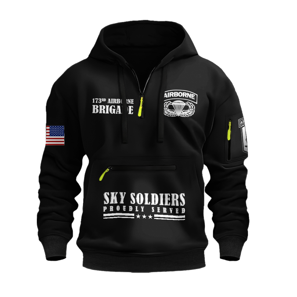 173rd Airborne Sky Soldiers Zipper Pouch Quarter-Zip Hoodie