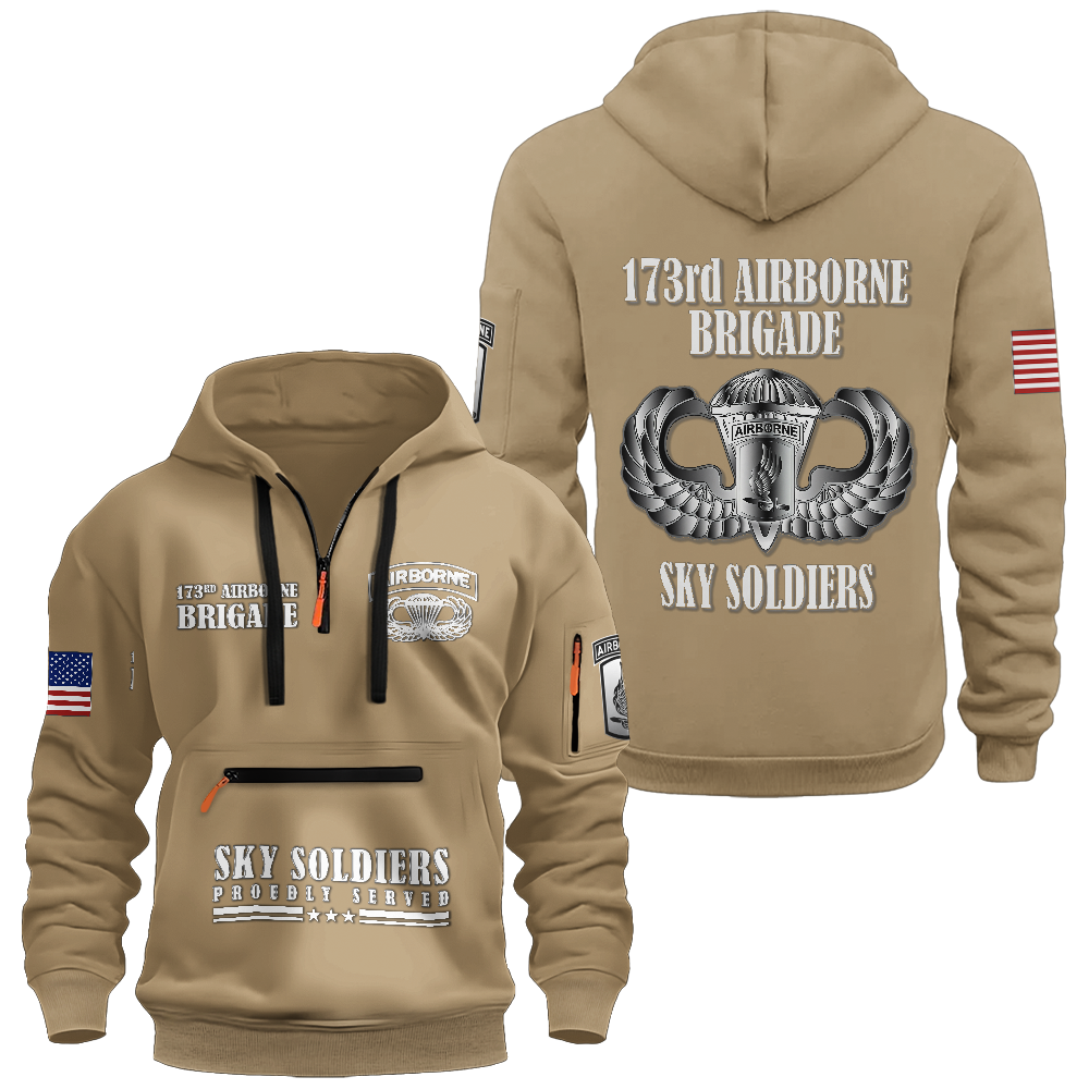 173rd Airborne Sky Soldiers Zipper Pouch Quarter-Zip Hoodie