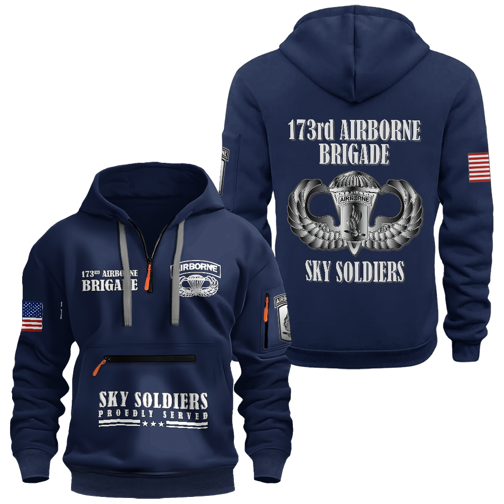 173rd Airborne Sky Soldiers Zipper Pouch Quarter-Zip Hoodie