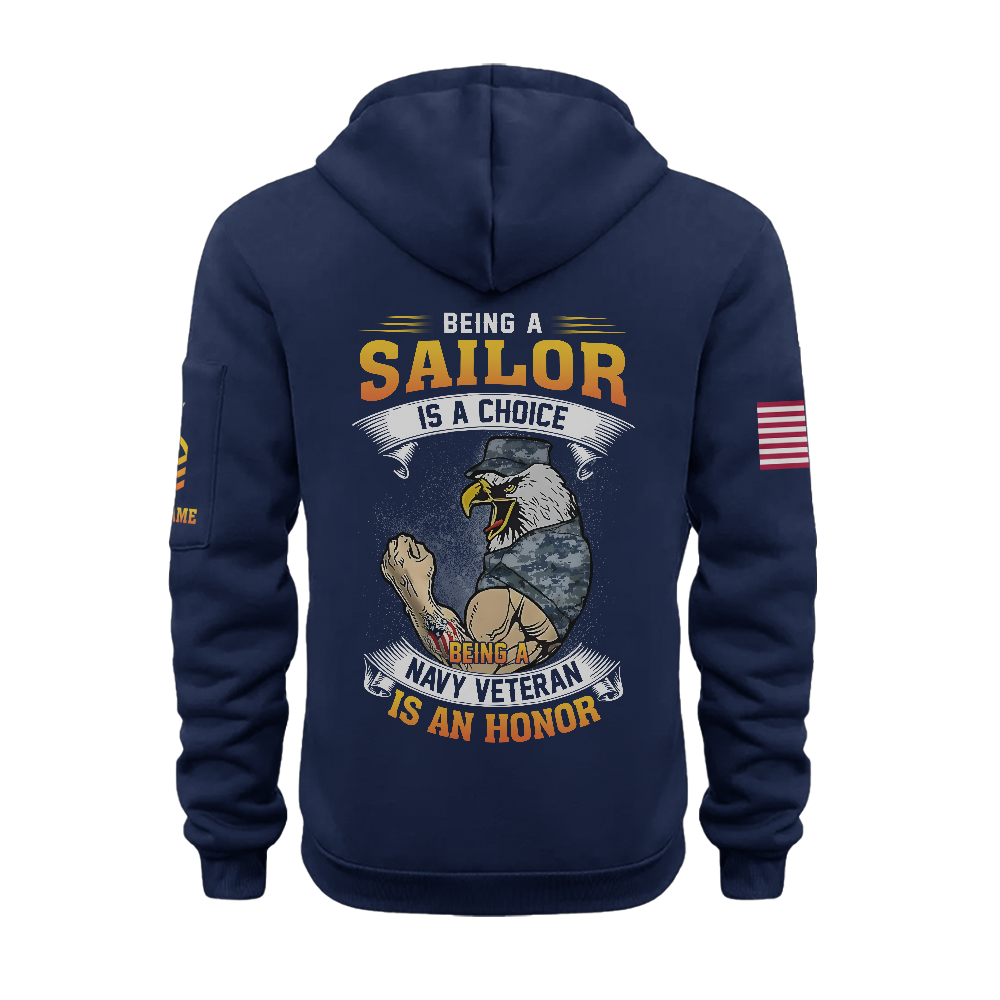 Being A Navy Veteran Is An Honor Personalizable Zipper Pouch Quarter-Zip Hoodie