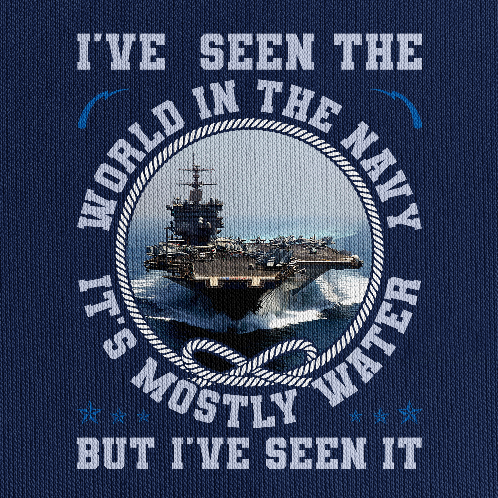 I've Seen The World In The Navy Zipper Pouch Quarter-Zip Hoodie